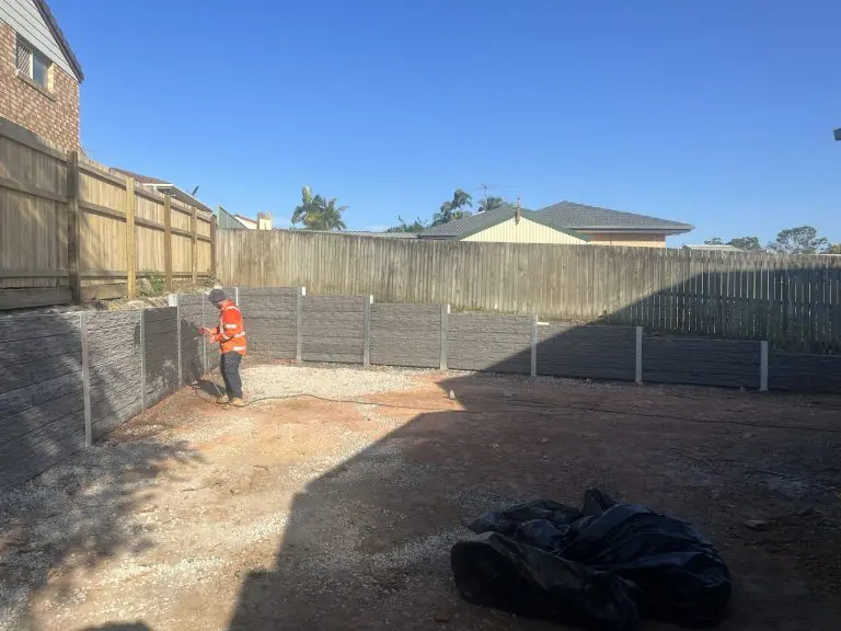 completion of concrete sleeper retaining wall ready for pool construction in Wishart completed