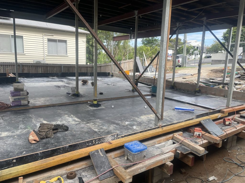 concrete strip footings formwork steel fixing excavation pier holes in Wilston suspended slab ready for steel